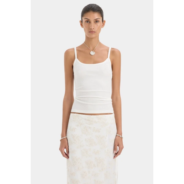 SIR the Label Liana Scoop Tank in White | Sleeveless | Luxury Shoes 