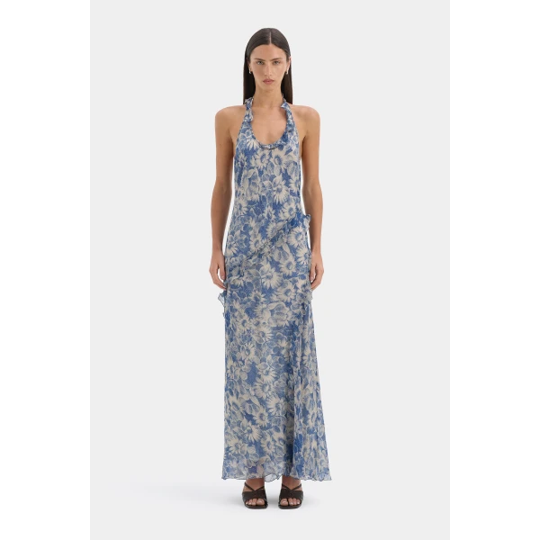 SIR the Label Lilia Halter Maxi Dress in Daisy Meadow | Maxi Dresses | Luxury Shoes 