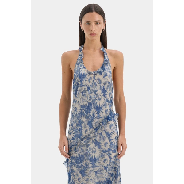 SIR the Label Lilia Halter Maxi Dress in Daisy Meadow | Maxi Dresses | Luxury Shoes 