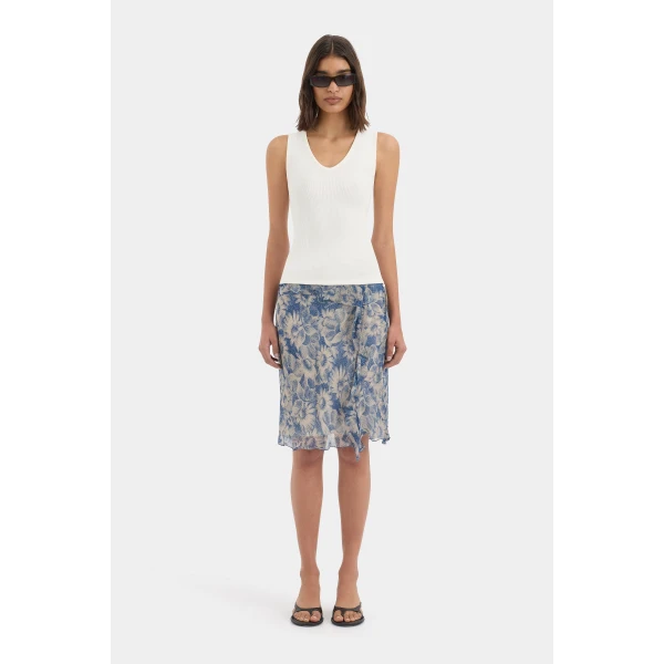 SIR the Label Lilia Ruffle Skirt in Daisy Meadow | Midi Skirts | Luxury Shoes 