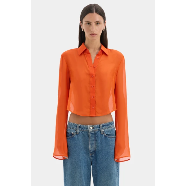 SIR the Label Lisander Shirt in Tangerine | Shirts | Luxury Shoes 