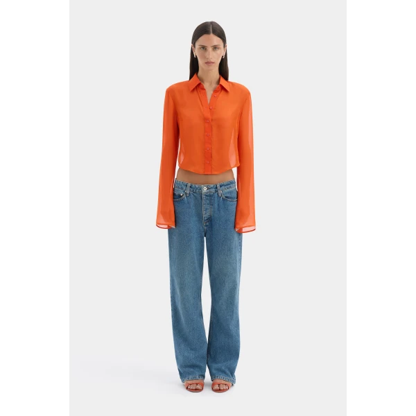SIR the Label Lisander Shirt in Tangerine | Shirts | Luxury Shoes 