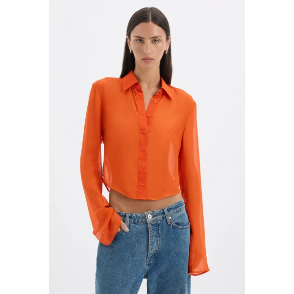 SIR the Label Lisander Shirt in Tangerine | Shirts | Luxury Shoes 
