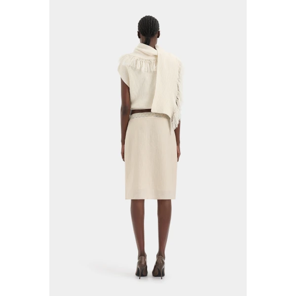 SIR the Label Livae Knitted Scarf Top in Ivory | Knitwear | Luxury Shoes 