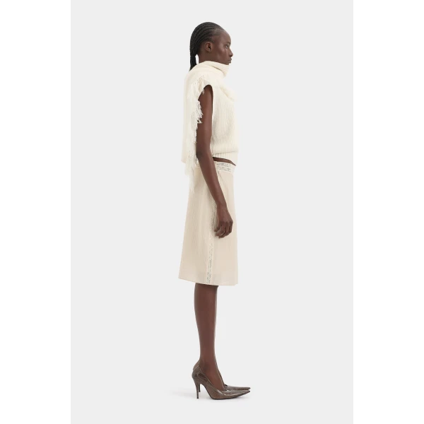 SIR the Label Livae Knitted Scarf Top in Ivory | Knitwear | Luxury Shoes 