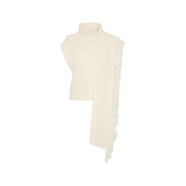 SIR the Label Livae Knitted Scarf Top in Ivory | Knitwear | Luxury Shoes 