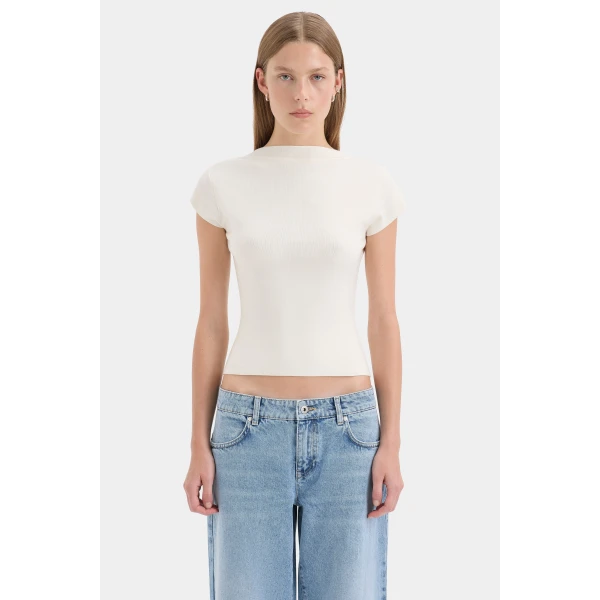 SIR the Label Lucia Straight Jean in Light Indigo | Denim | Luxury Shoes 