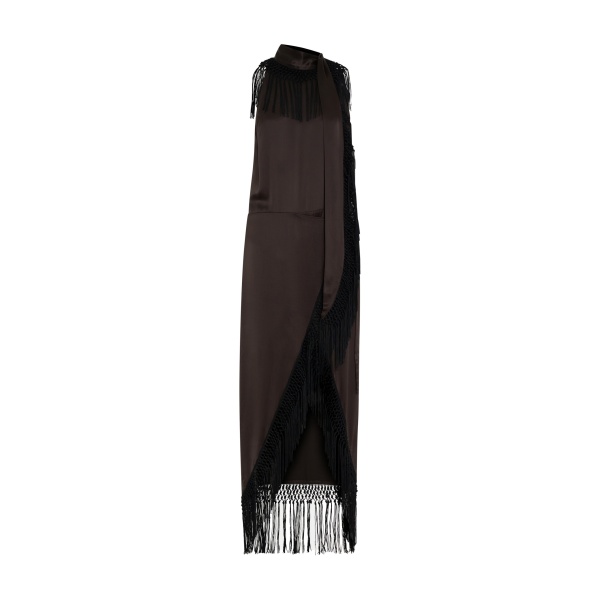 SIR the Label Lula Fringe Dress in Bitter Chocolate | Maxi Dresses | Luxury Shoes 