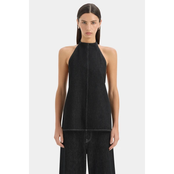 SIR the Label Malou Halter Top in Dark Grey | Sleeveless | Luxury Shoes 