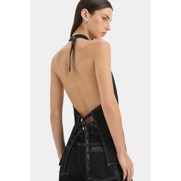 SIR the Label Malou Halter Top in Dark Grey | Sleeveless | Luxury Shoes 