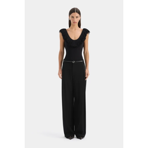 SIR the Label Marcelline Fringe Bodysuit in Black | Bodysuit | Luxury Shoes 