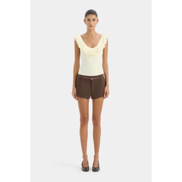 SIR the Label Marcelline Fringe Bodysuit in Ivory | Bodysuit | Luxury Shoes 