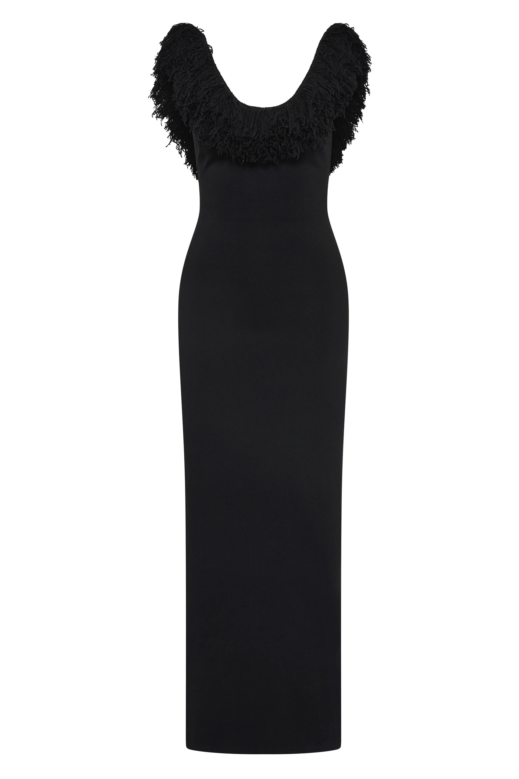 SIR the Label Marcelline Fringe Scoop Back Gown in Black SIR the Label Marcelline Fringe Scoop Back Gown in Black | Evening Gowns | Luxury Shoes