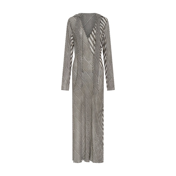 SIR the Label Marlowe Hooded Gown in Monochrome Stripe | Evening Gowns | Luxury Shoes 