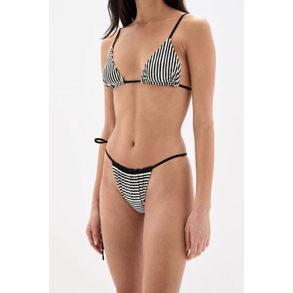 SIR the Label Marlowe Reversible String Triangle Top in Monochrome Stripe | Bikini | Luxury Shoes 