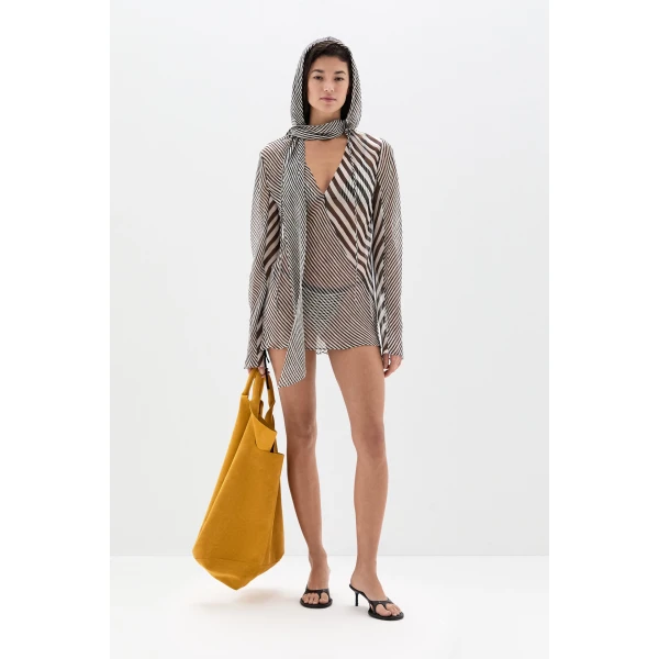 SIR the Label Marlowe Reversible String Triangle Top in Monochrome Stripe | Bikini | Luxury Shoes 