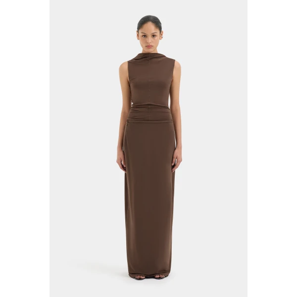 SIR the Label Matheo Midi Skirt in Truffle | Midi Skirts | Luxury Shoes 
