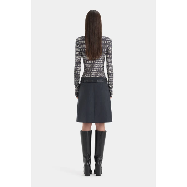 SIR the Label Mathias Tailored Midi Skirt in Slate | Midi Skirts | Luxury Shoes 