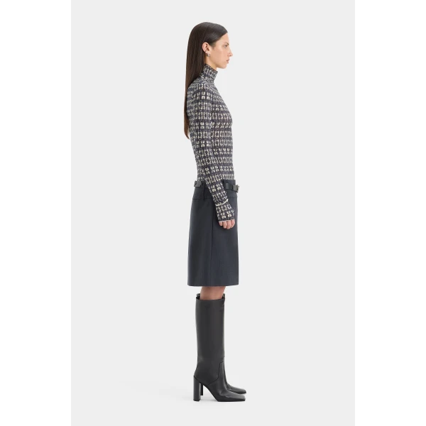 SIR the Label Mathias Tailored Midi Skirt in Slate | Midi Skirts | Luxury Shoes 