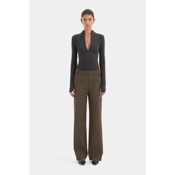 SIR the Label Mikkel Zip Long Sleeve Top in Marle | Long Sleeve | Luxury Shoes 