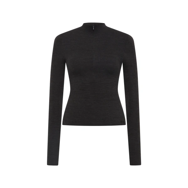 SIR the Label Mikkel Zip Long Sleeve Top in Marle | Long Sleeve | Luxury Shoes 