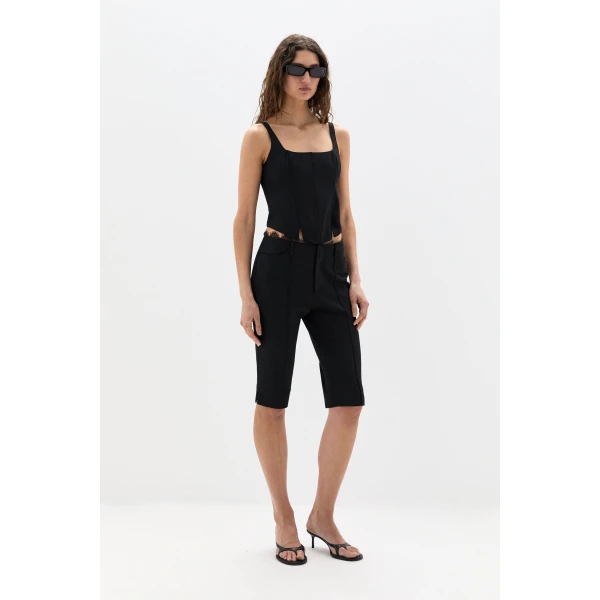 SIR the Label Miller Fitted Bodice in Black | Cropped Top | Luxury Shoes 