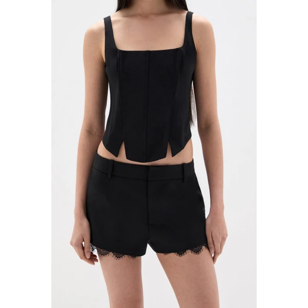 SIR the Label Miller Lace Mini Short in Black | Shorts | Luxury Shoes 