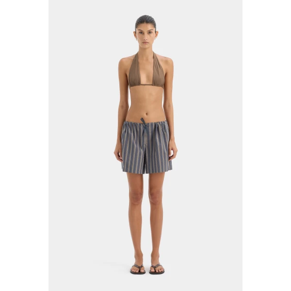 SIR the Label Milo Rolled Short in Charcoal Stripe | Shorts | Luxury Shoes 