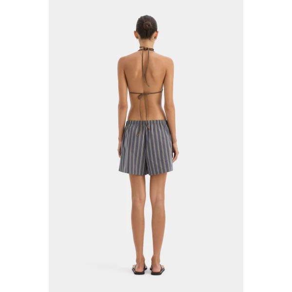 SIR the Label Milo Rolled Short in Charcoal Stripe | Shorts | Luxury Shoes 
