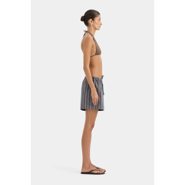 SIR the Label Milo Rolled Short in Charcoal Stripe | Shorts | Luxury Shoes 