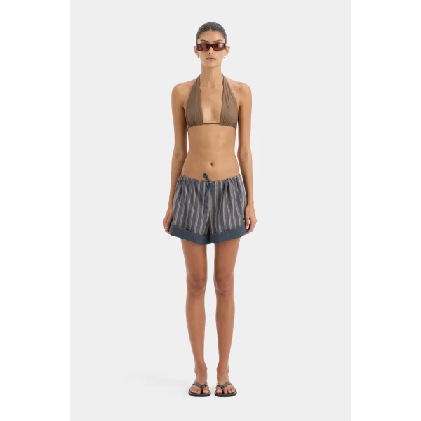 SIR the Label Milo Rolled Short in Charcoal Stripe | Shorts | Luxury Shoes 