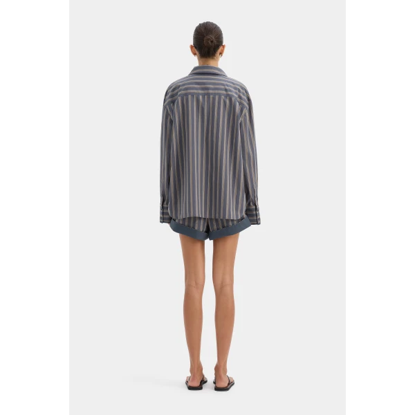 SIR the Label Milo Shirt in Charcoal Stripe | Shirts | Luxury Shoes 