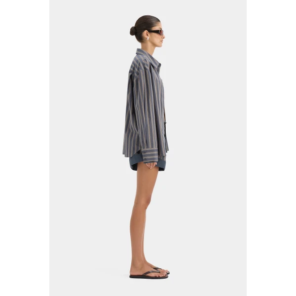 SIR the Label Milo Shirt in Charcoal Stripe | Shirts | Luxury Shoes 