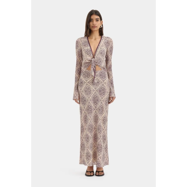 SIR the Label Mireli Scarf Dress in Rose Parquet | Maxi Dresses | Luxury Shoes 