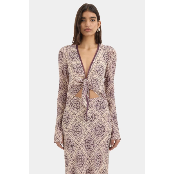 SIR the Label Mireli Scarf Dress in Rose Parquet | Maxi Dresses | Luxury Shoes 