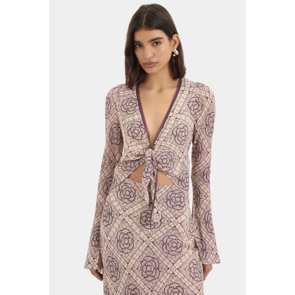 SIR the Label Mireli Scarf Dress in Rose Parquet | Maxi Dresses | Luxury Shoes 