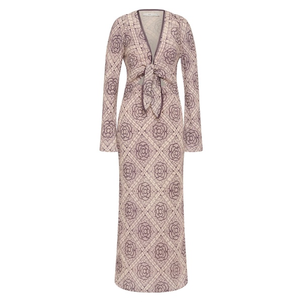 SIR the Label Mireli Scarf Dress in Rose Parquet | Maxi Dresses | Luxury Shoes 
