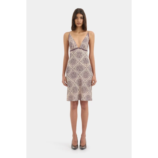 SIR the Label Mireli Slip Dress in Rose Parquet | Midi Dresses | Luxury Shoes 