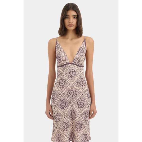 SIR the Label Mireli Slip Dress in Rose Parquet | Midi Dresses | Luxury Shoes 