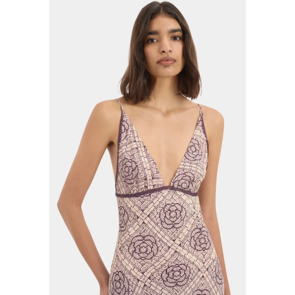 SIR the Label Mireli Slip Dress in Rose Parquet | Midi Dresses | Luxury Shoes 