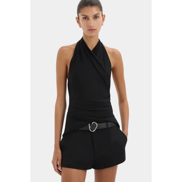 SIR the Label Molinier Narrow Leather Belt in Black | Belts | Luxury Shoes 