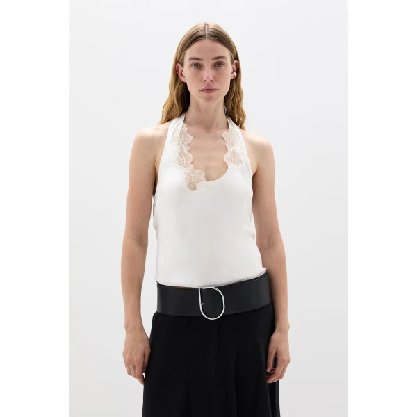 SIR the Label Montparnasse Halter Top in Ivory | Sleeveless | Luxury Shoes 