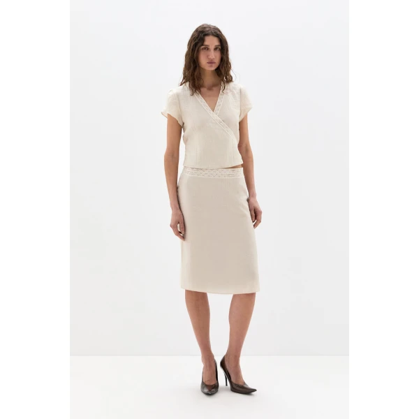 SIR the Label Nora Midi Skirt in Cream | Midi Skirts | Luxury Shoes 