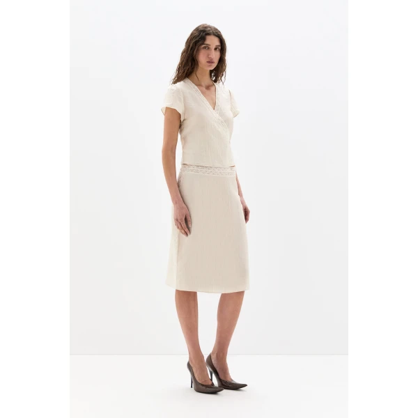 SIR the Label Nora Wrap Top in Cream | Tops | Luxury Shoes 