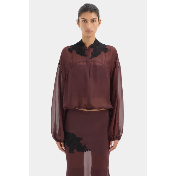 SIR the Label Noria Bomber in Dark Plum | Jackets | Luxury Shoes 