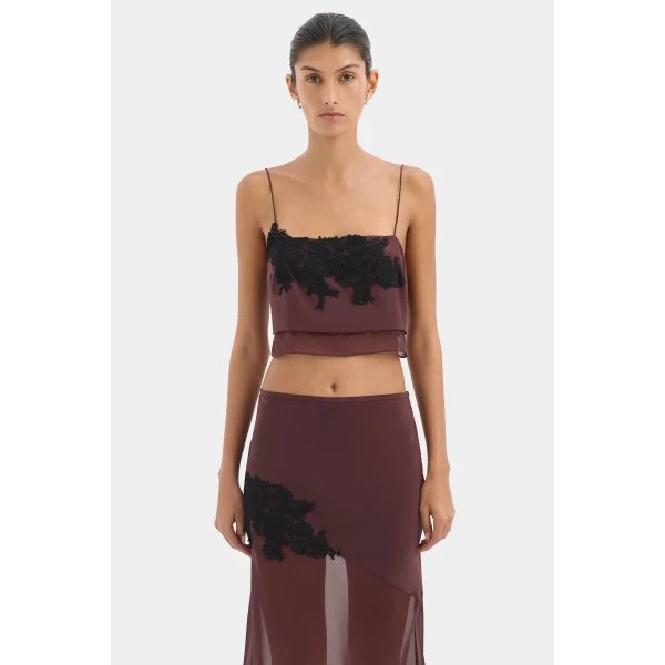 SIR the Label Noria Cropped Cami in Dark Plum | Camisoles | Luxury Shoes 