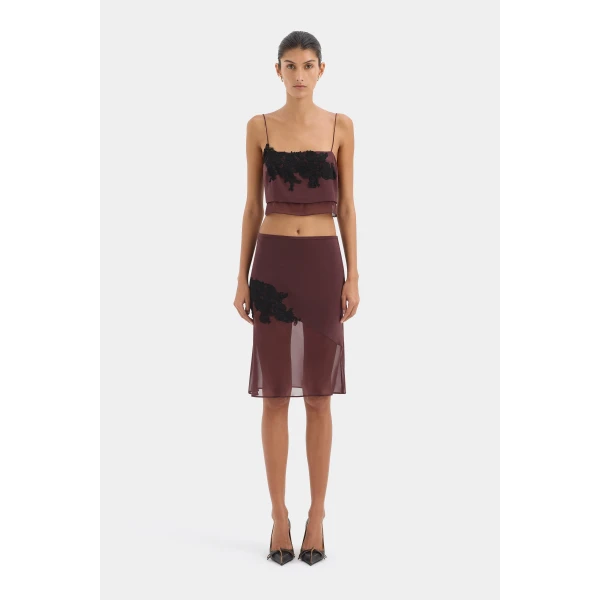 SIR the Label Noria Cropped Cami in Dark Plum | Camisoles | Luxury Shoes 