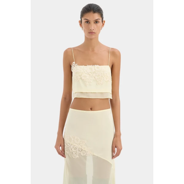 SIR the Label Noria Cropped Cami in Lemon | Camisoles | Luxury Shoes 