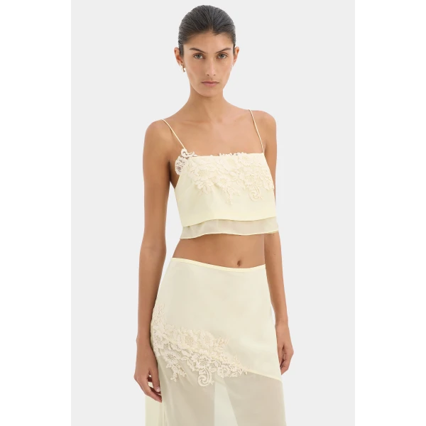 SIR the Label Noria Cropped Cami in Lemon | Camisoles | Luxury Shoes 