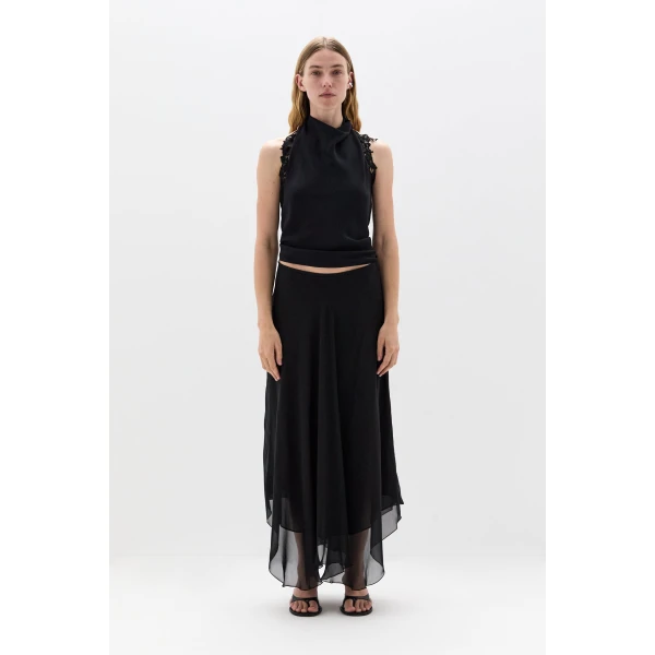 SIR the Label Noria Halter Tie Top in Black | Sleeveless | Luxury Shoes 